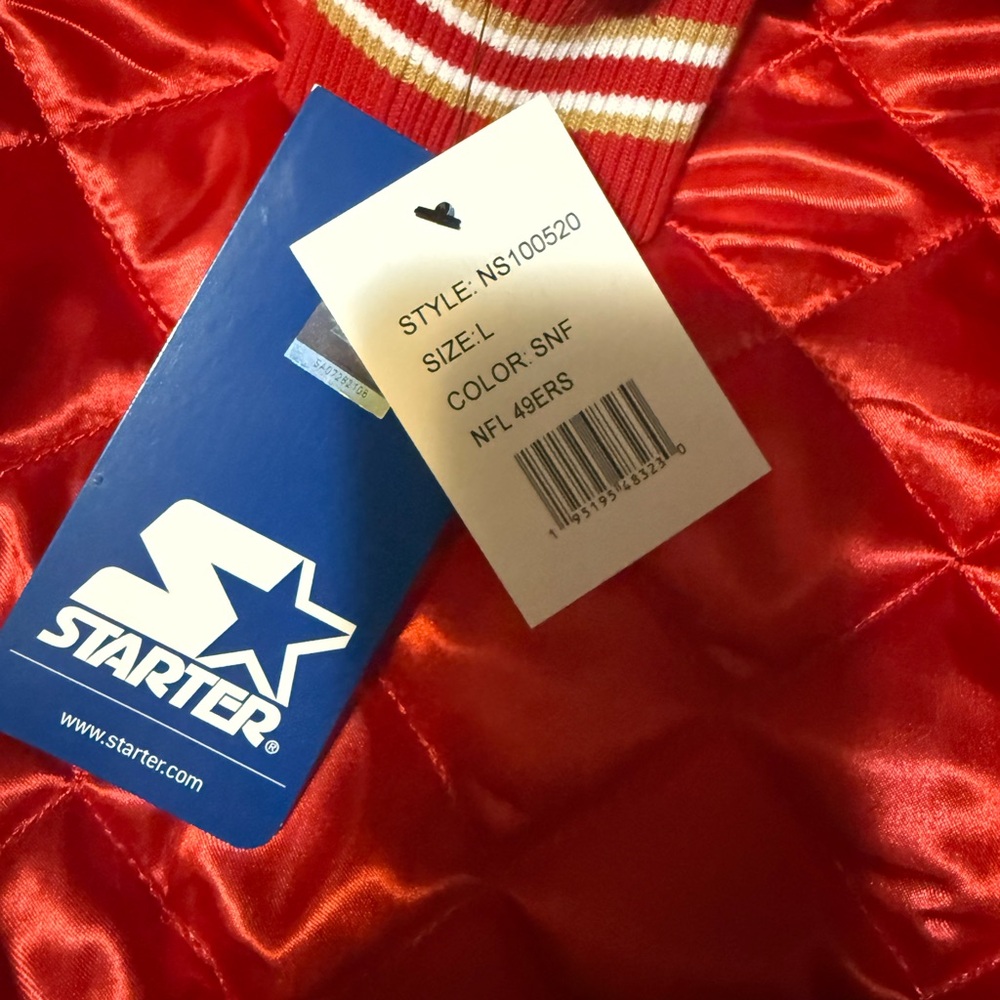 Women’s 49er STARTER Red Satin Jacket - Picture 4 of 6